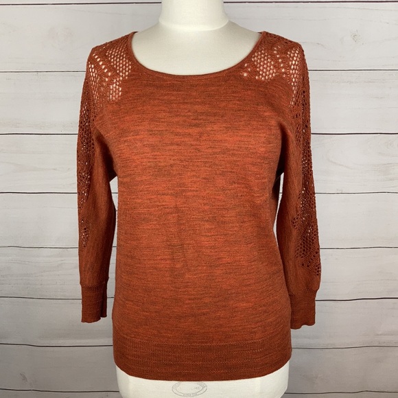 Anthropologie Sweaters - Anthro Knitted Knotted Dolman Sweater Orange S